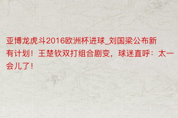 亚博龙虎斗2016欧洲杯进球_刘国梁公布新有计划！王楚钦双打组合剧变，球迷直呼：太一会儿了！