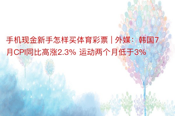 手机现金新手怎样买体育彩票 | 外媒：韩国7月CPI同比高涨2.3% 运动两个月低于3%