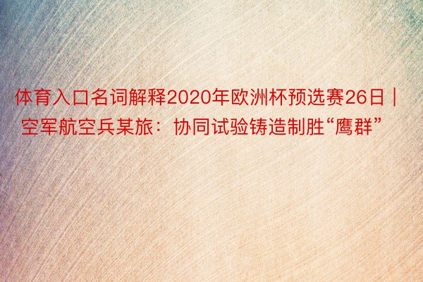 体育入口名词解释2020年欧洲杯预选赛26日 | 空军航空兵某旅：协同试验铸造制胜“鹰群”