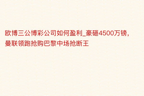 欧博三公博彩公司如何盈利_豪砸4500万镑，曼联领跑抢购巴黎中场抢断王